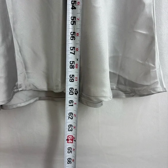 ASOS Design Silver Satin Maxi Dress Lace Back Cutout Slit Size Small 4 - Picture 10 of 10